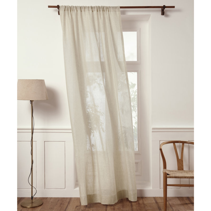 Sheer Curtain with Rod Pocket, 52" W x 102" L, Light Natural
