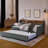 Twin Size Upholstery Sofa Bed with Three LED lights and  Pull up Trundle-802211810