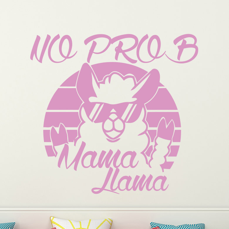 Décalcomanie murale "no prob maman llama", Lilas