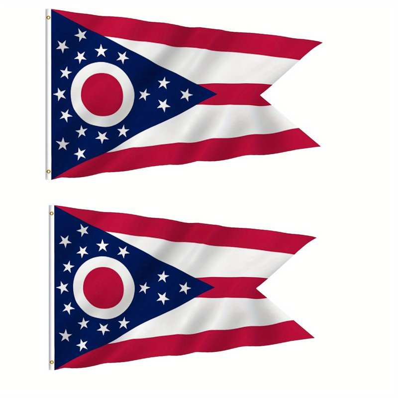  Drapeau en polyester 3 x 5 pi Fly Breeze - Ohio State avec drapeaux en laiton et œillets 3 x 5 pi