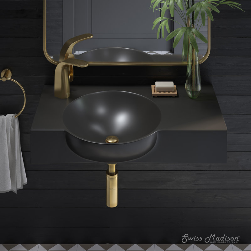Lavabo de salle de bain mural à robinet gauche 30 po Chateau, Blanc lustré, Gauche