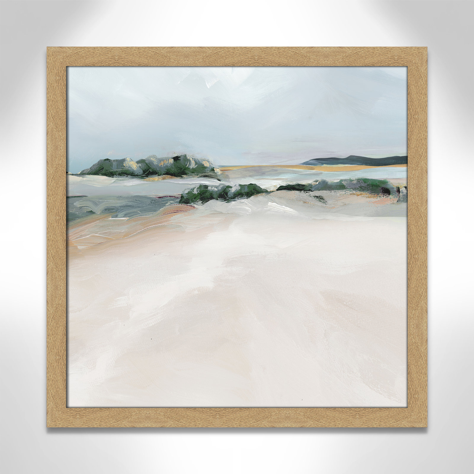 Anelis "Shimmering Path" Painting, 24.5" H x 24.5" W x 1.12" D, Natural Framed