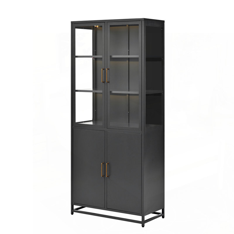 Sophisticated Display Cabinet with Advanced Features for Home and Office, Black