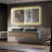 Rectangular Led Frameless Bathroom Mirror, Tri Colored Light-1707900343