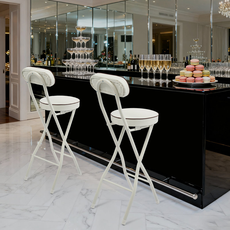 2PCS Folding Stool  High Chairs, White