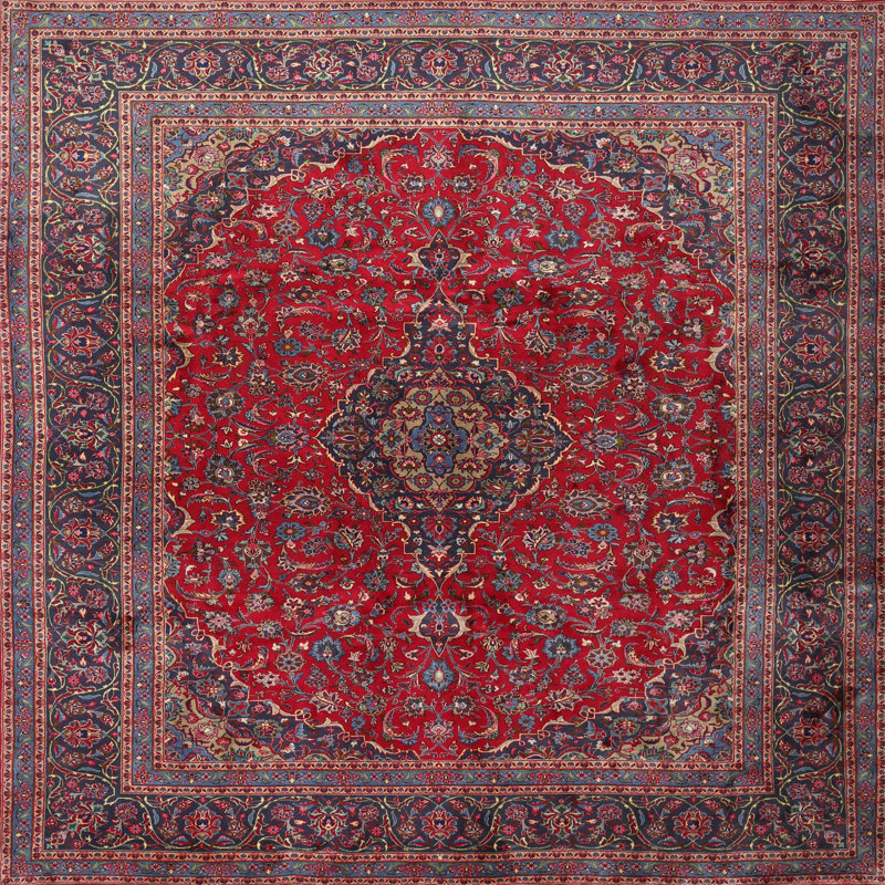 Tapis traditionnel rouge / rose Diekmeyer, Carré 4 pi