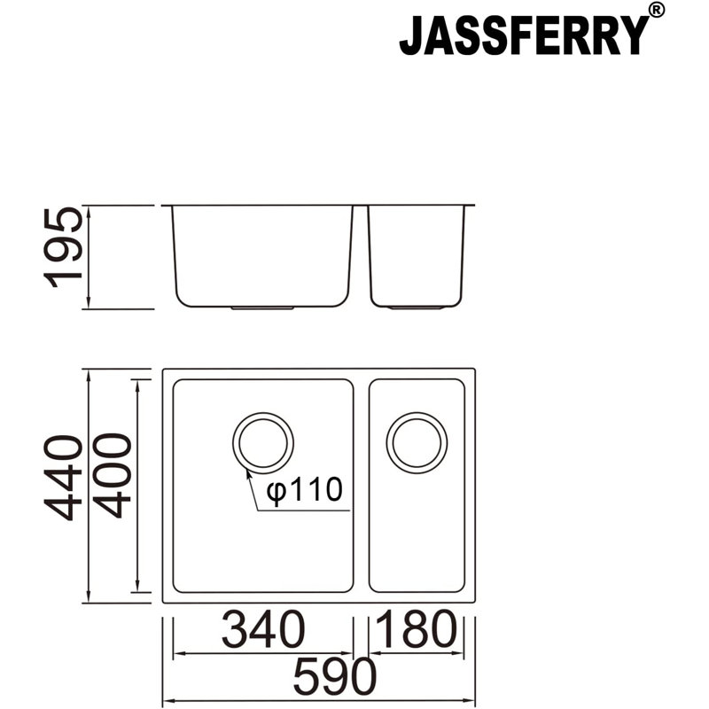 Belfry Kitchen Congdon 440mm W Double Bowl Stainless Steel Undermount Kitchen Sink 0