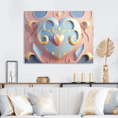 «Cheraw Contemporary Pastel Radiating Pink Heart II», reproduction sur toile