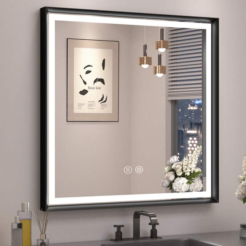 Miroir de salle de bain Smart Smart, 32 po x 32 po, Noir mat
