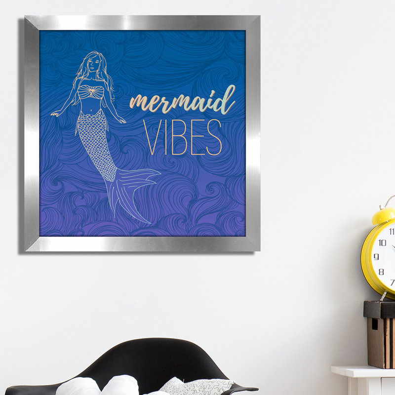 « sirène vibes »-impression, Cadre argenté, H 17,5 po x l 17,5 po x P 1 po