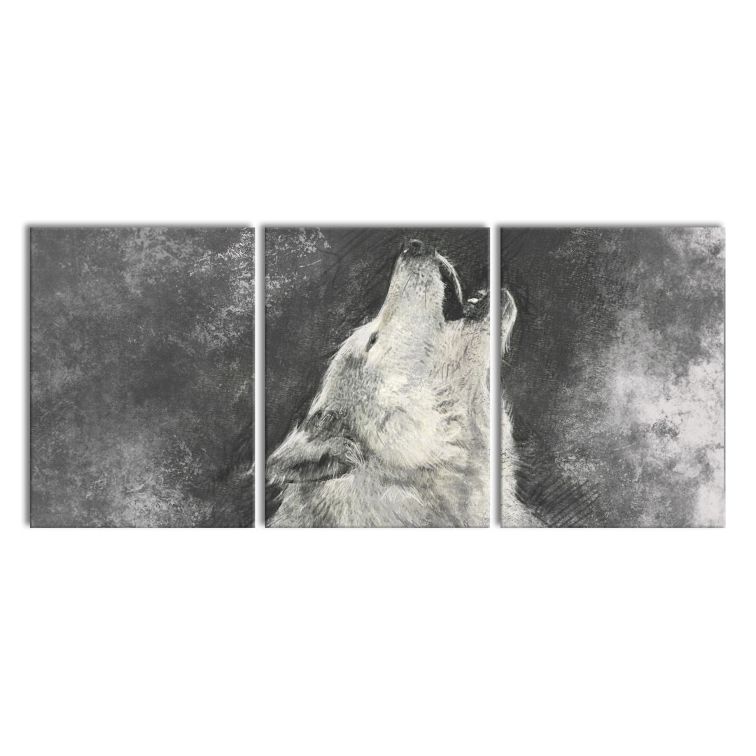 Howling Wolf 3-Piece Photograph Set on Canvas