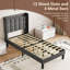 Linen fabric soft bed frame with USB charging port-2127216257-2127216256