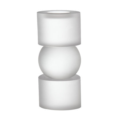 7.1" Small Frosted White Palisade Glass Candle Holder – Minimalist Accent