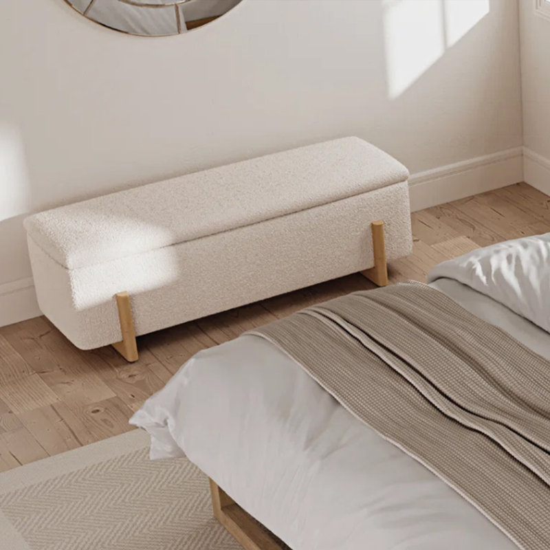 Repose-pieds élégant avec rangement en bois massif scandinave