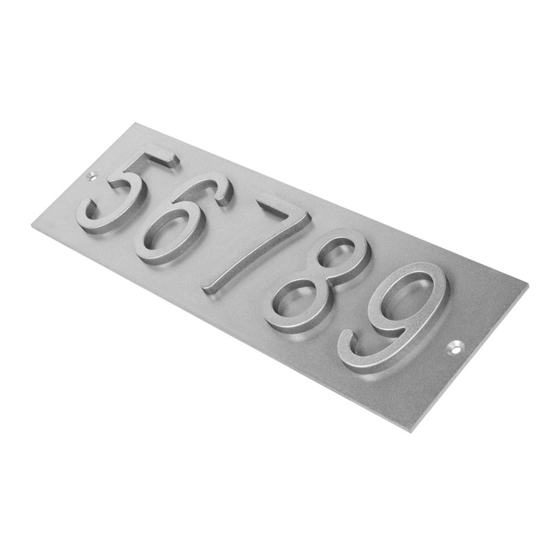 Plaque d'adresse horizontale Amgo, Argent argent, Argent argent, Oui