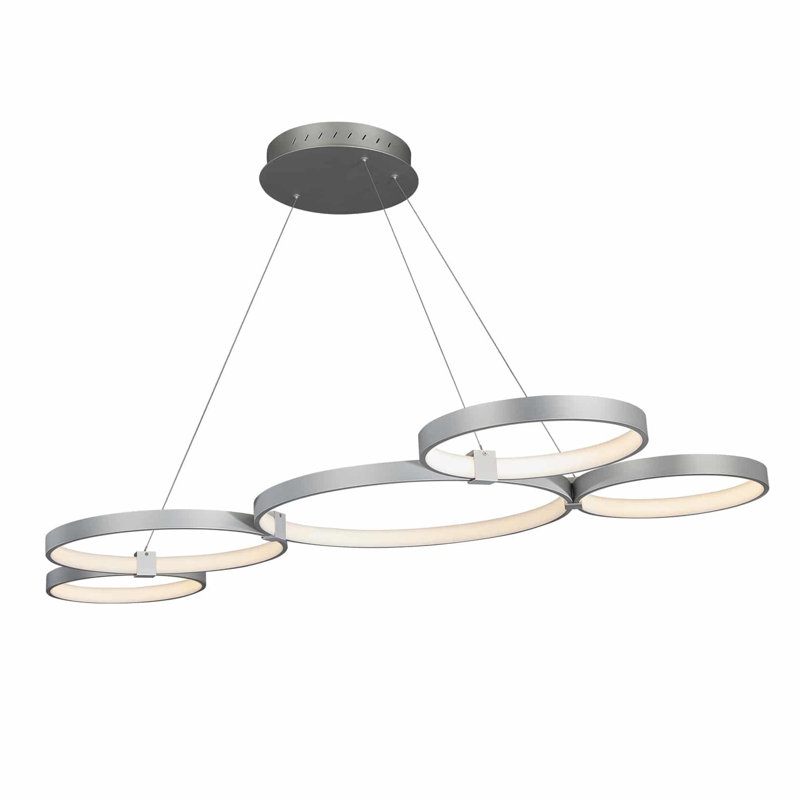 Aeilt 5-Light Geometric Ring Pendant Integrated LED ETL Certified Adjustable Chandelier, Aluminum