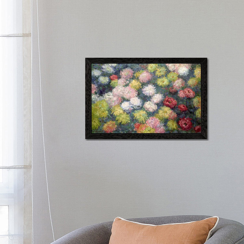 Chrysanthemums, 1897 by Claude Monet - Painting on Canvas, 152.5 cm H x 101.5 cm W, Black Floater Framed
