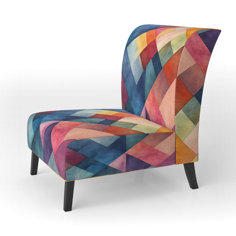 Fauteuil de chambre abstrait géométrique rembourré, Pantoufle sans accoudoirs