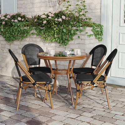 Rylan Indoor/Outdoor Commercial Bistro Set with Table and Four Chairs