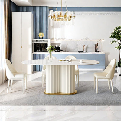 Light luxury simple oval dining table sets