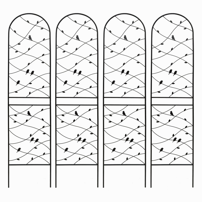 Ensemble de 4 treillis de jardin en métal 86,7 "x 19,7" antirouille pour plantes grimpantes