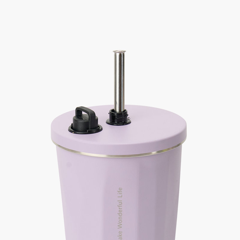 TYESO FLAIR Tumbler 2.0 with Retractable Straw, 16 OZ, 7.56" H x 3.62" W x 3.62" D, Purple