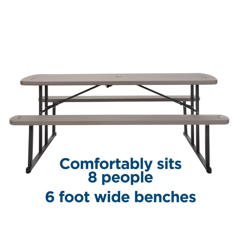 COSCO Outdoor Living 6 ft. Folding Picnic Table, Taupe