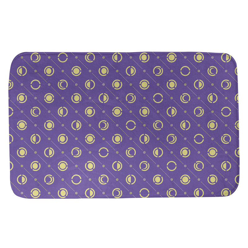 Tapis de bain géométrique antidérapant en microfibre Moon phases, l 21 po x L 34 po, Mauve/jaune