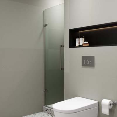 Porte de douche à charnière sans cadre l 24 po x H 74,25 po