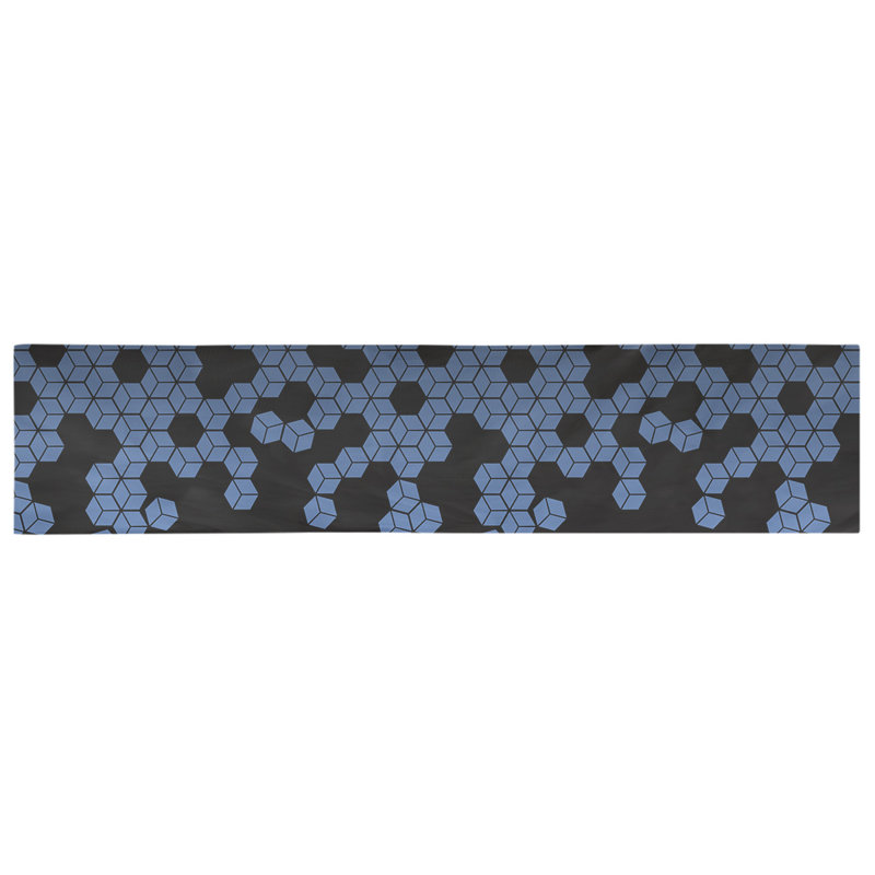 Chemin de table en cubes culbuté Avicia, 72 po x 16 po, Bleu, 100 % coton