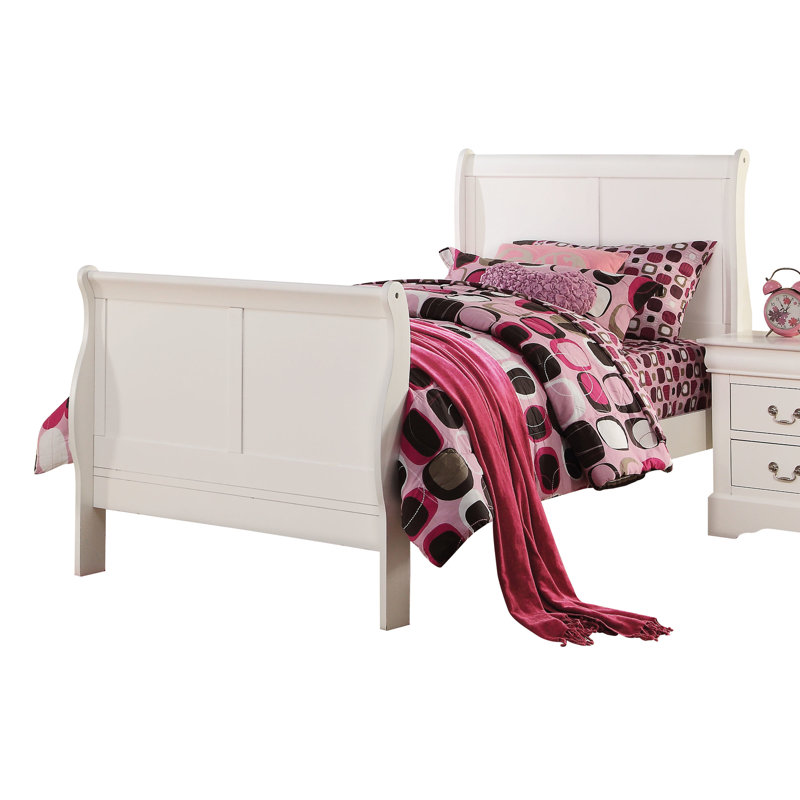 Lit blanc pour matelas doubles, construit en bois massif et support gracieux en blanc, rangement des matériaux, Lit double