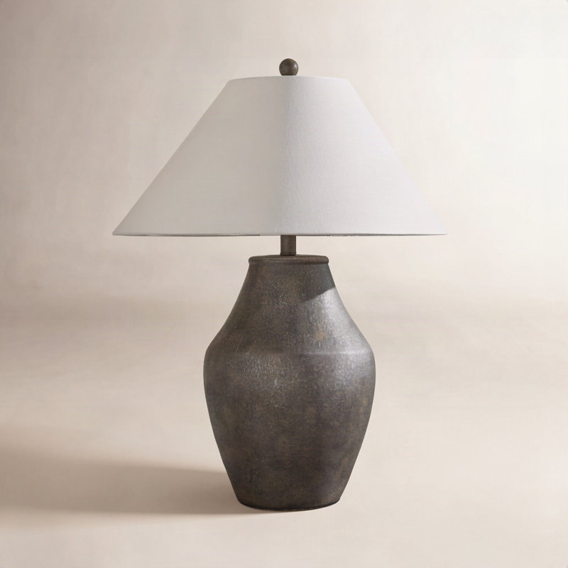 Batavia Ceramic Table Lamp, Brown, White