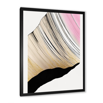 «Muammer Minimalisme rose et doré cubique Fusion I», reproduction sur toile