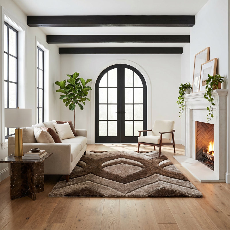 Tapis à poil long à motif abstrait Metropole, 4 pi 9 po x 6 pi 9 po