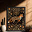 Reproduction d'art encadrée noire avec renard floral, cadre botanique classique-1483008633