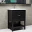 Lavabo de salle de bain noir élégant en céramique noire avec tablettes ouvertes