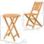 3 bistro de patio en bois - chaises pliantes et table ronde pour l'extérieur. Finition naturelle, cour arrière idéale, balcon, mobilier de terrasse 3 pièces. Pour terrasse, balcon. Table, comme