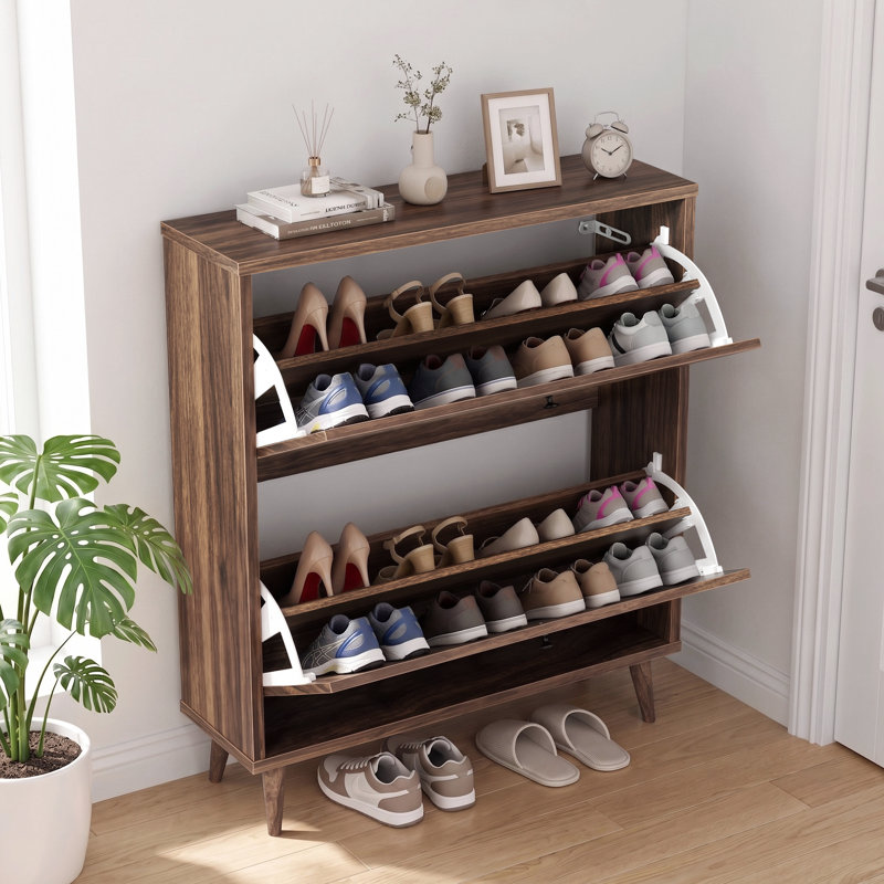 Armoire de rangement pour chaussures 16 paires, Brun