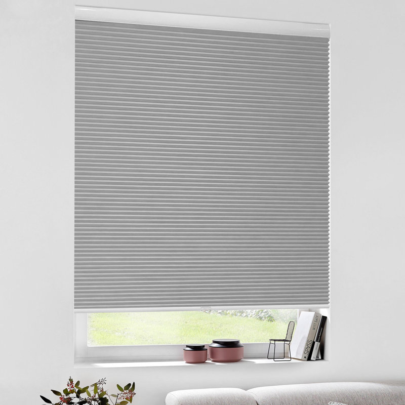 Store alvéolaire sans cordon occultant, Blanc / gris, L 64 po x l 24 po