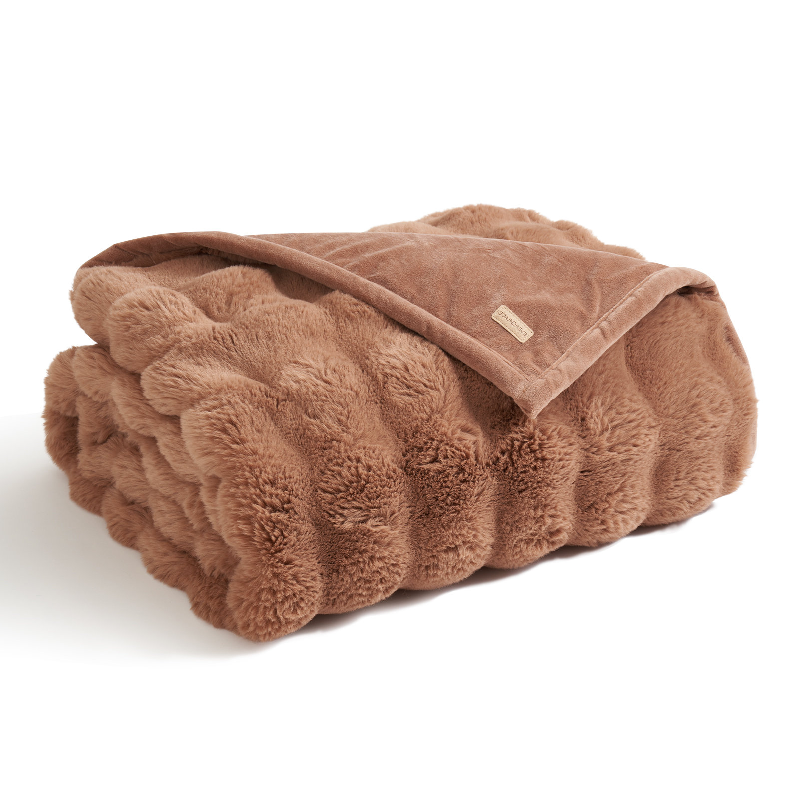Ridgeline Faux Fur Throw Blanket, Camel, 60" L x 50" W