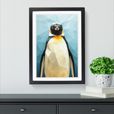 Penguin Geometric - Single Picture Frame Print on Wood