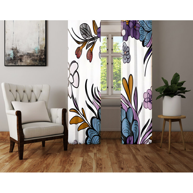 Binnaz Semi Sheer Curtain Pair, 20" W x 61" L