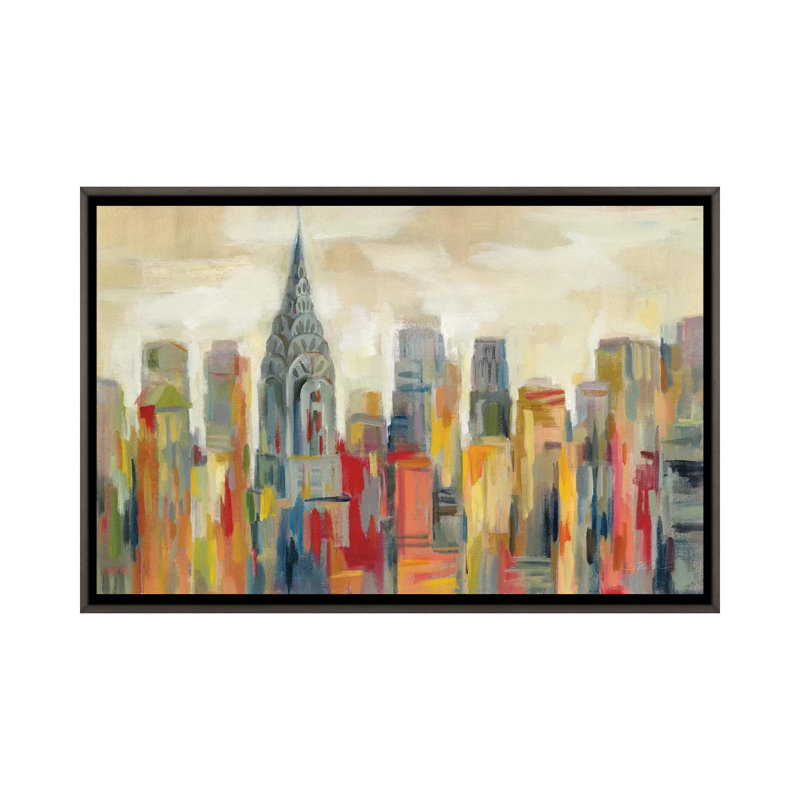 «Manhattan - the Chrysler Building» par Silvia Vassileva - reproduction d'art, Pas de tapis, Dark Rustic Wood Framed