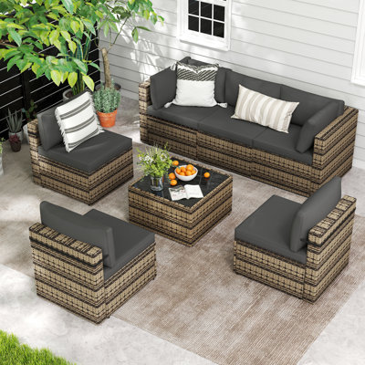 Arwynn 6 - Person Patio Conversation Set with Cushions