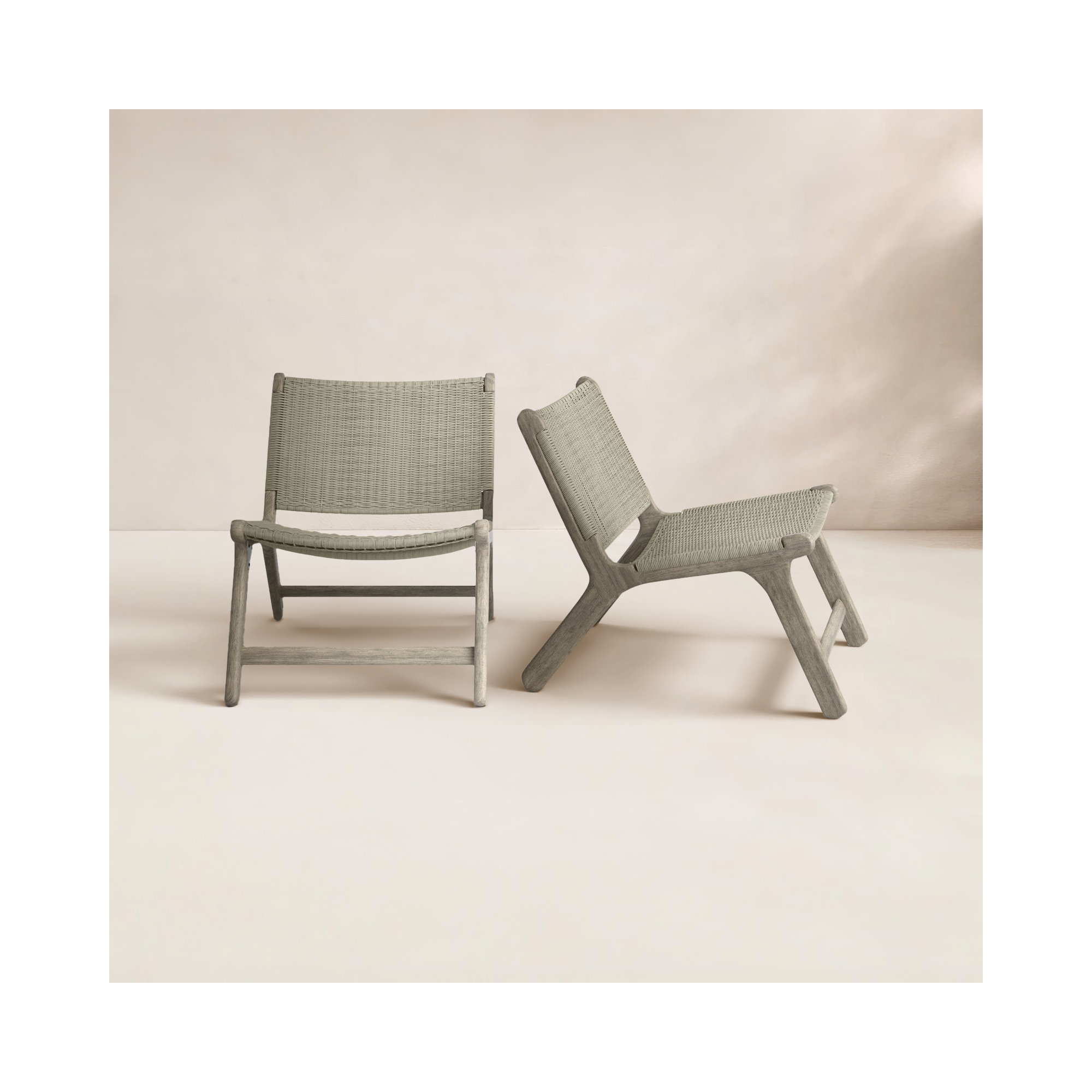 Almira Teak Outdoor Armless Lounge Chair, Driftwood Teak, Gray