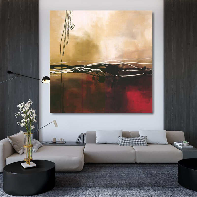 Symphonie en rouge et kaki I, H 36 po x l 36 po