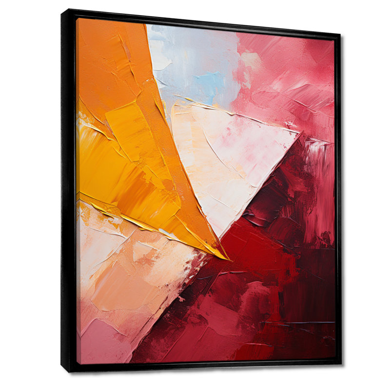 «Immersive Triangle Orange», reproduction d'art murale abstraite, H 20 po x l 12 po x P 1 po, Toile avec cadre flottant noir
