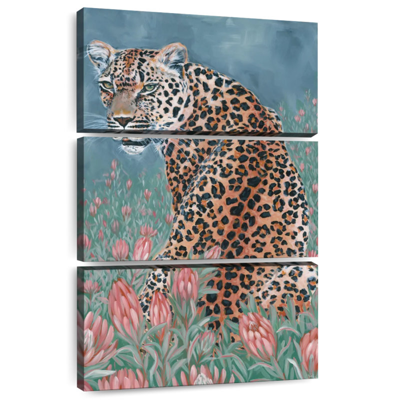 Brampt Leopard In The Flowers, 74" H x 48" W