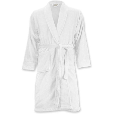 Cotton Terry Cloth Above Knee Bathrobe with Pockets