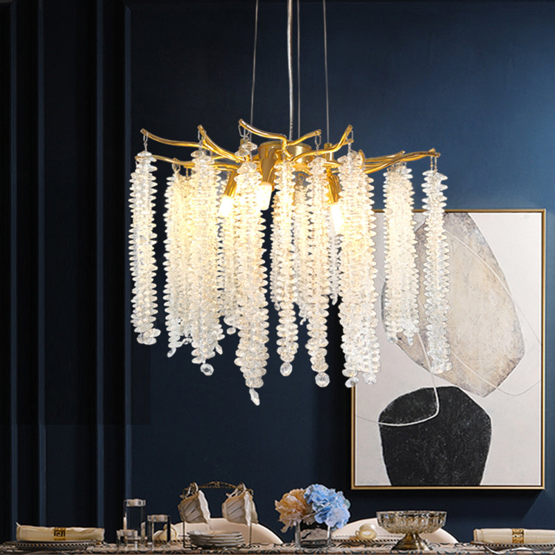 Modern Gold Tree Branch Crystal Chandelier, 15.7", G9 Base (No Bulb)